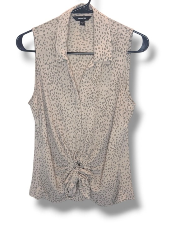 Express Tops - Express Sleeveless Cheetah Print Tie-Waist Button-Down Blouse Size S Y2K